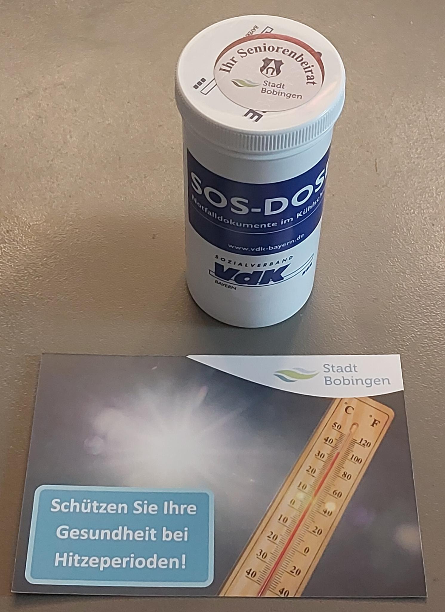 Notfalldose und Hitzeschutzkarte